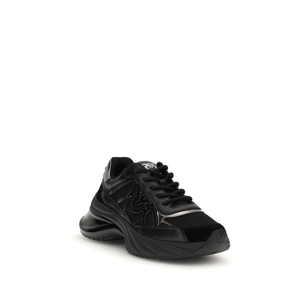 PINKO Black Calf Leather Bos Taurus Chunky Sneakers PINKO