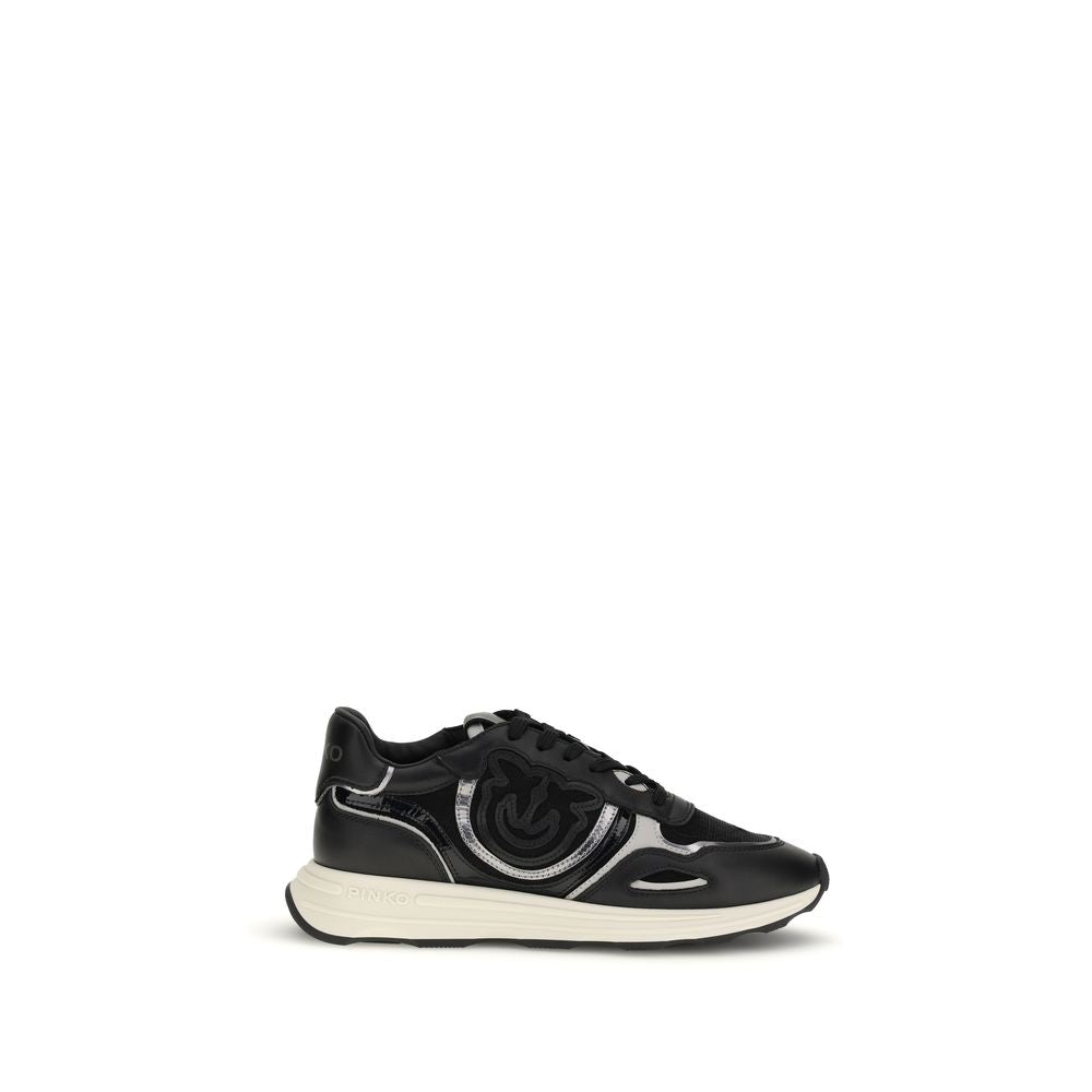 PINKO Black Calf Leather Bos Taurus Athletic Sneakers PINKO