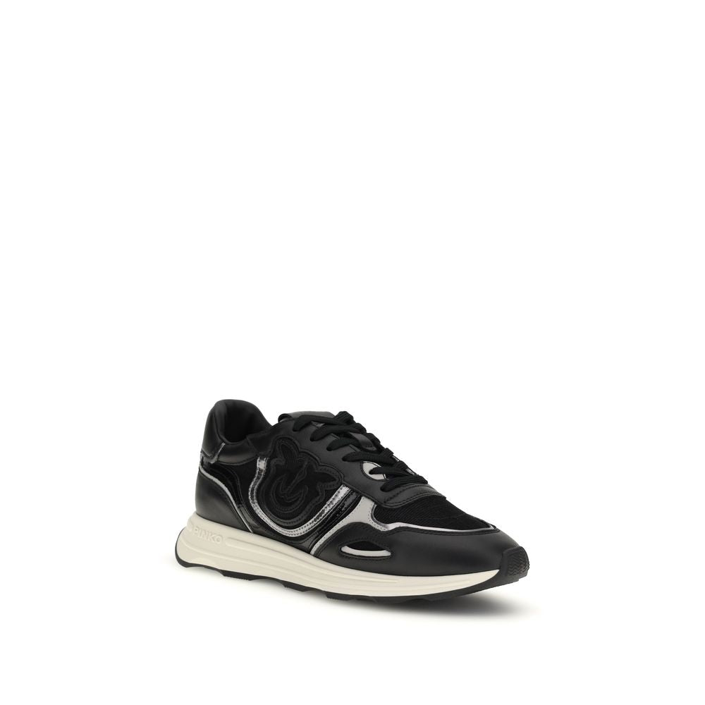 PINKO Black Calf Leather Bos Taurus Athletic Sneakers PINKO
