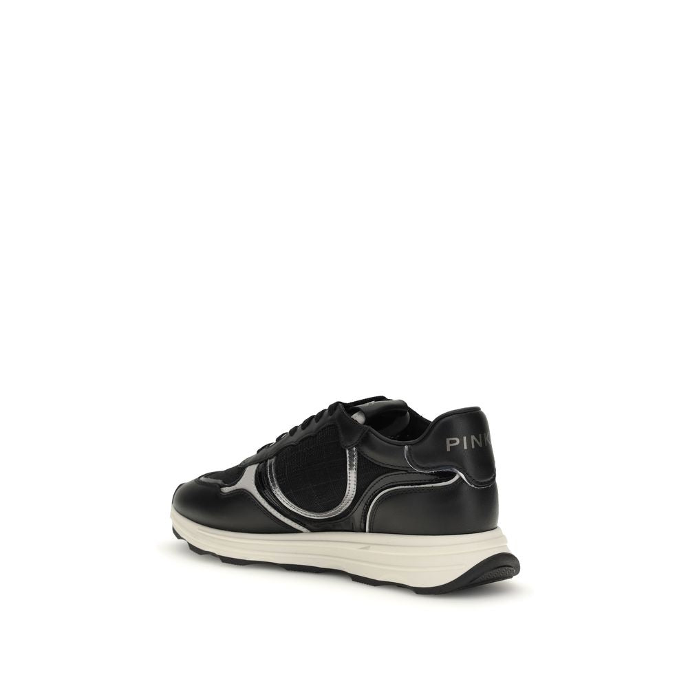 PINKO Black Calf Leather Bos Taurus Athletic Sneakers PINKO