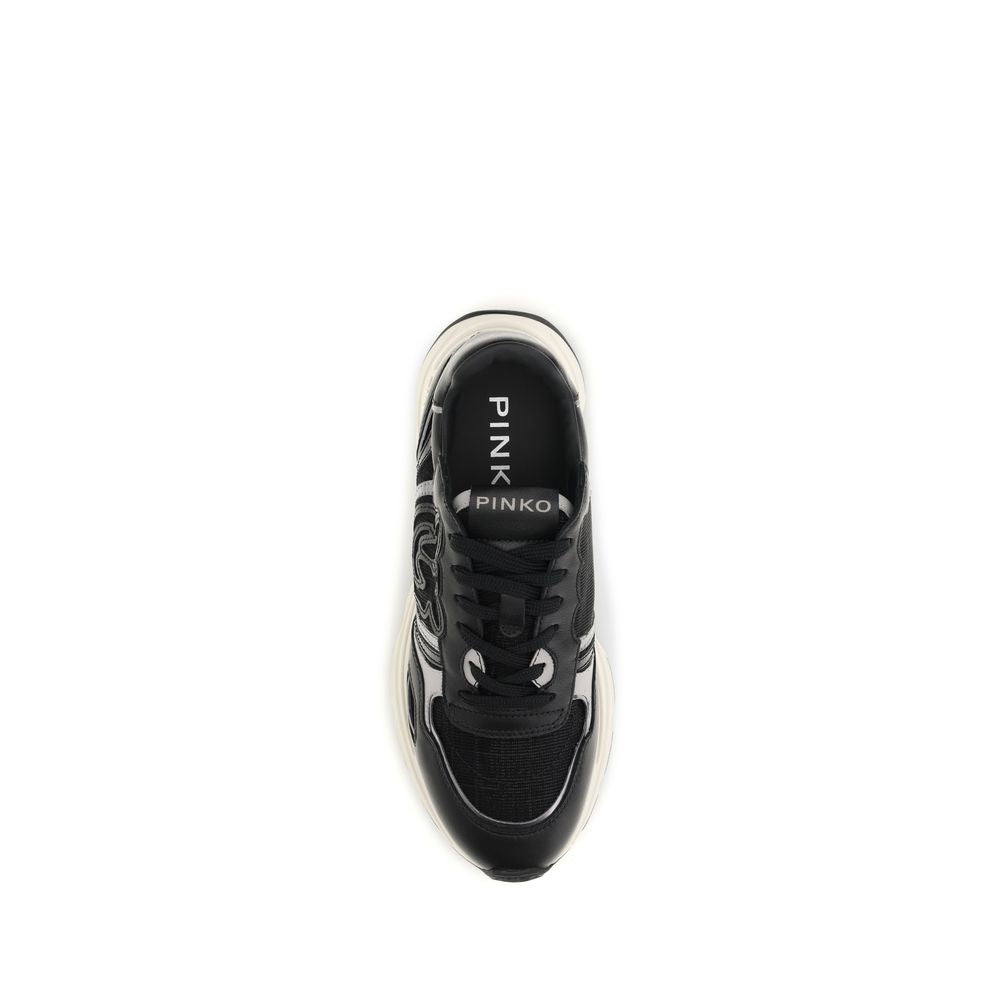 PINKO Black Calf Leather Bos Taurus Athletic Sneakers PINKO