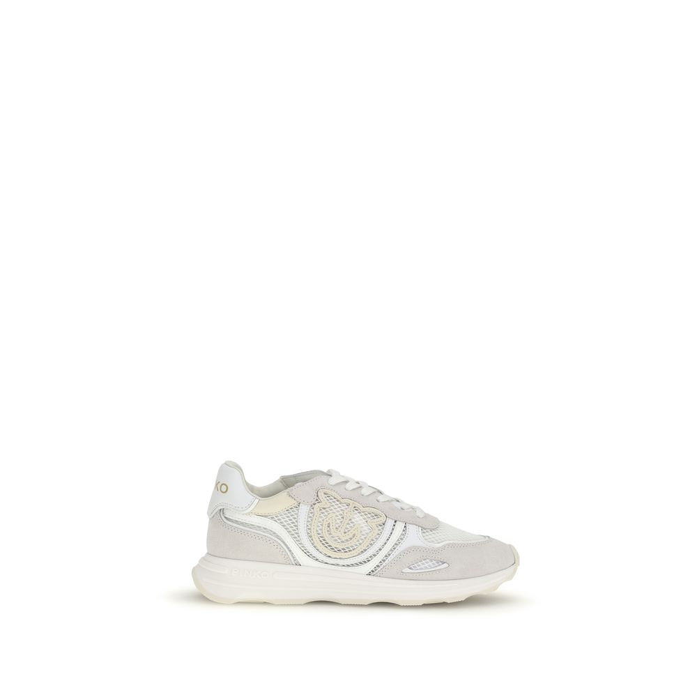PINKO White Calf Leather Bos Taurus Athletic Sneakers PINKO