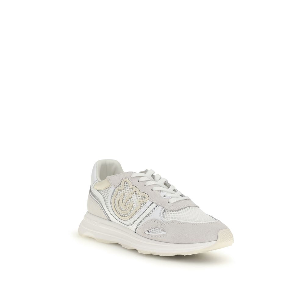 PINKO White Calf Leather Bos Taurus Athletic Sneakers PINKO