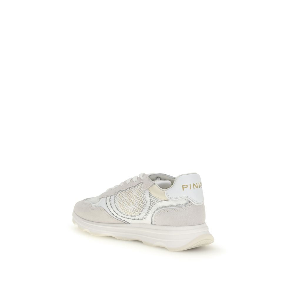 PINKO White Calf Leather Bos Taurus Athletic Sneakers PINKO