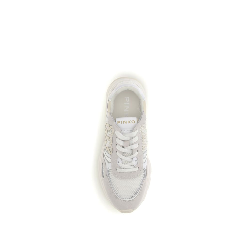 PINKO White Calf Leather Bos Taurus Athletic Sneakers PINKO