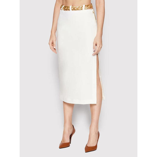 Patrizia Pepe White Viscose Long Skirt Patrizia Pepe