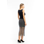 Patrizia Pepe Black Polyester Midi Skirt - Eljoys Fashion 