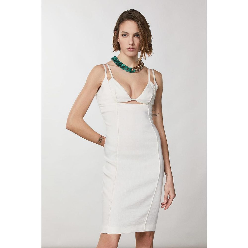 Patrizia Pepe White Linen Casual Dress - Eljoys Fashion 