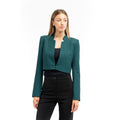 Brown polyester blazer by Patrizia Pepe displayed on a hanger, featuring a tailored fit and classic lapel design.