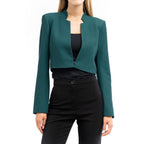 Patrizia Pepe brown polyester blazer with tailored fit, notched lapel, and single-button closure on a mannequin.