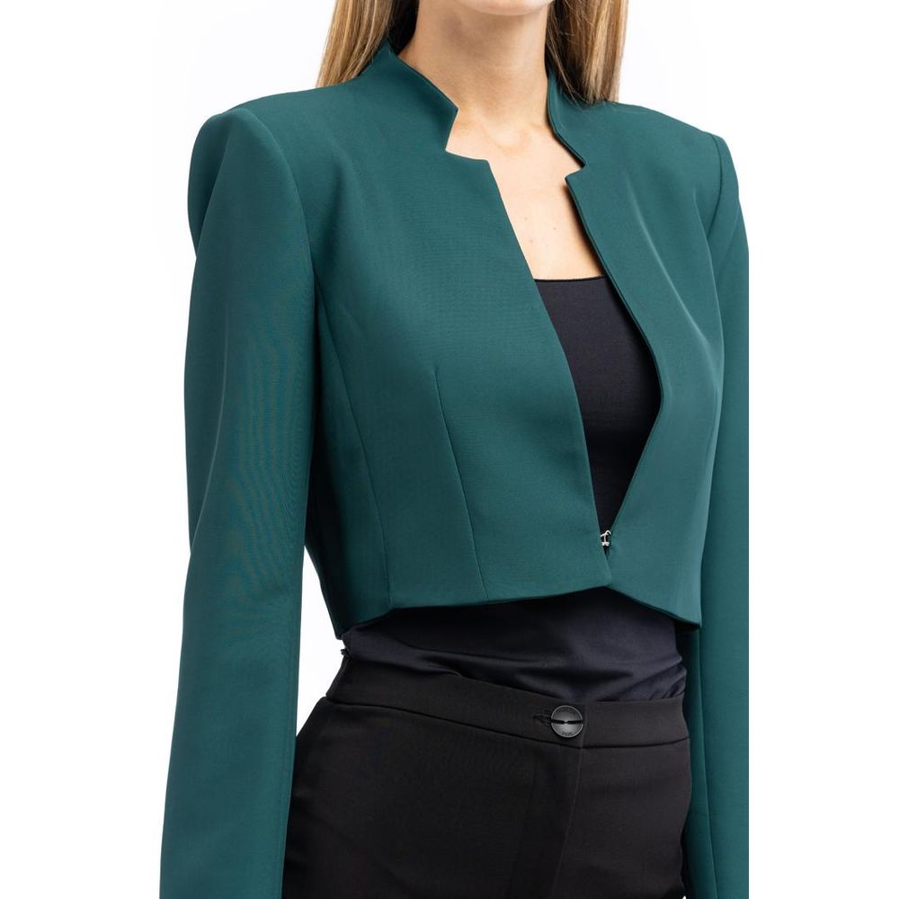 Patrizia Pepe brown polyester blazer with tailored fit, lapel collar, and long sleeves, displayed on a neutral background.