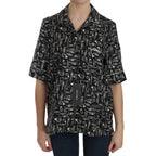 Dolce & Gabbana Black Musical Instrument Print Silk Top