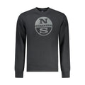 Black North Sails cotton men's sweatshirt with a crew neck and logo detail, casual and comfortable for everyday wear.