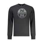 Black North Sails cotton men's sweatshirt with a crew neck and logo detail, casual and comfortable for everyday wear.