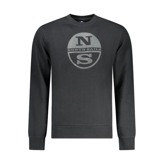 North Sails Black Cotton Men Sweatshirt North Sails