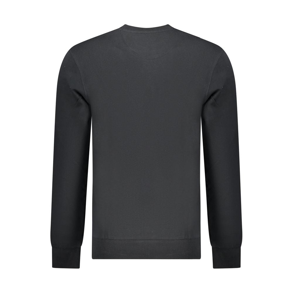 Black North Sails cotton men's sweatshirt with a crew neck and logo detail, casual and comfortable for everyday wear.