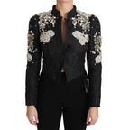 Dolce & Gabbana Black Jacquard Crystal Floral Jacket