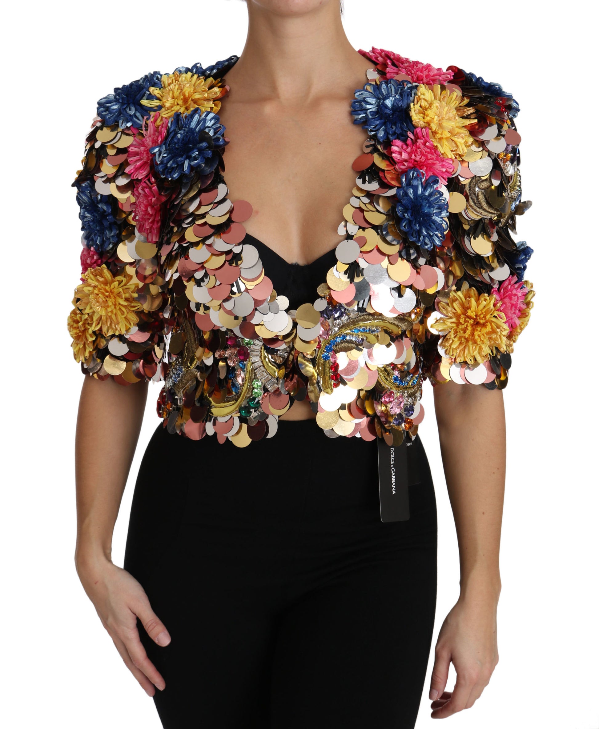 Dolce & Gabbana Crystal Sequined Floral Jacket Coat Dolce & Gabbana
