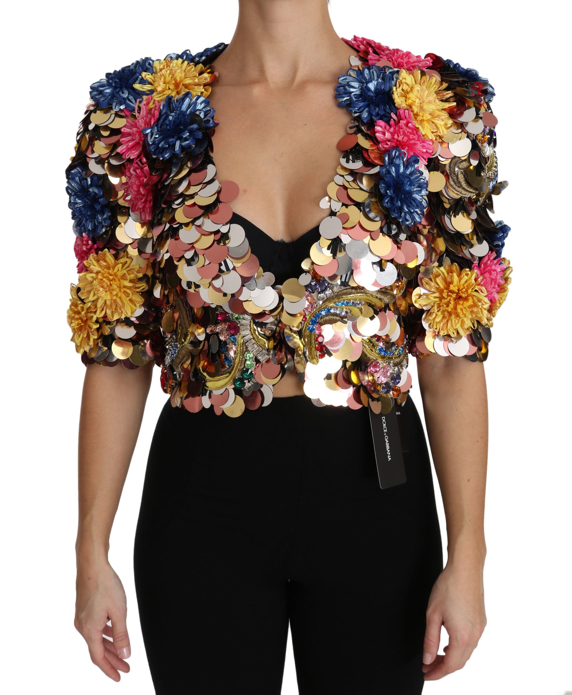 Dolce & Gabbana Crystal Sequined Floral Jacket Coat Dolce & Gabbana