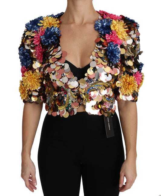 Dolce & Gabbana Crystal Sequined Floral Jacket Coat Dolce & Gabbana