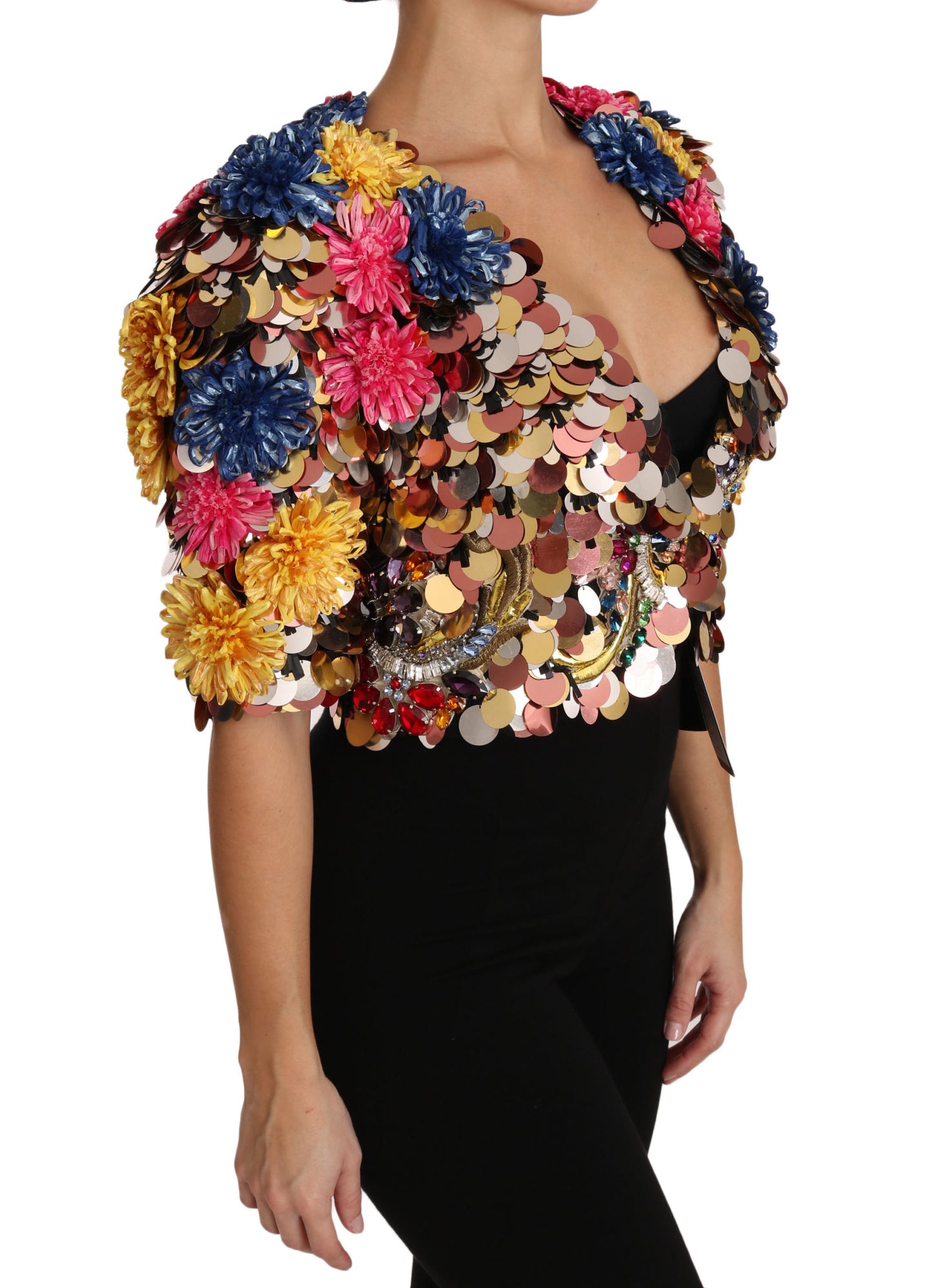 Dolce & Gabbana Crystal Sequined Floral Jacket Coat Dolce & Gabbana
