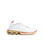 White fabric athletic sneakers by Salvatore Ferragamo with sleek design and comfortable fit, perfect for casual and sporty looks.