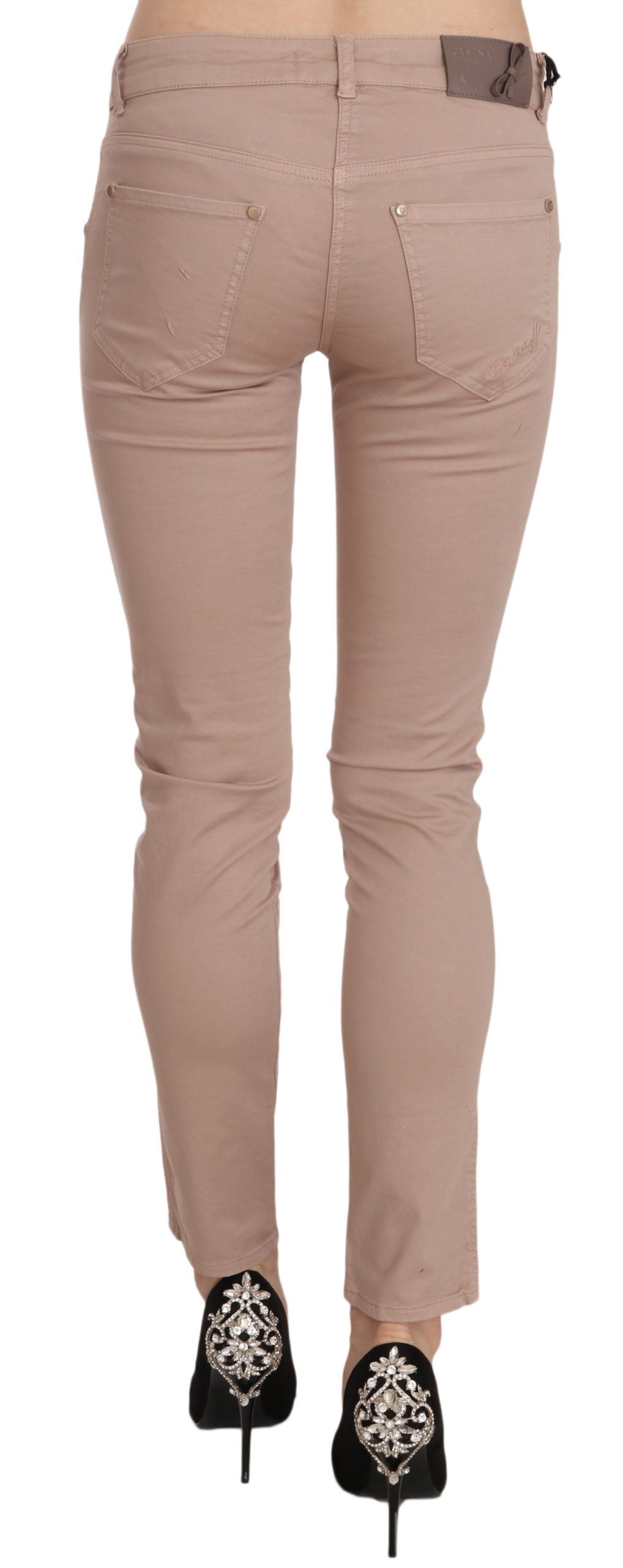 CRISTINAEFFE Brown Low Waist Slim Fit Skinny Cotton Pants CRISTINAEFFE