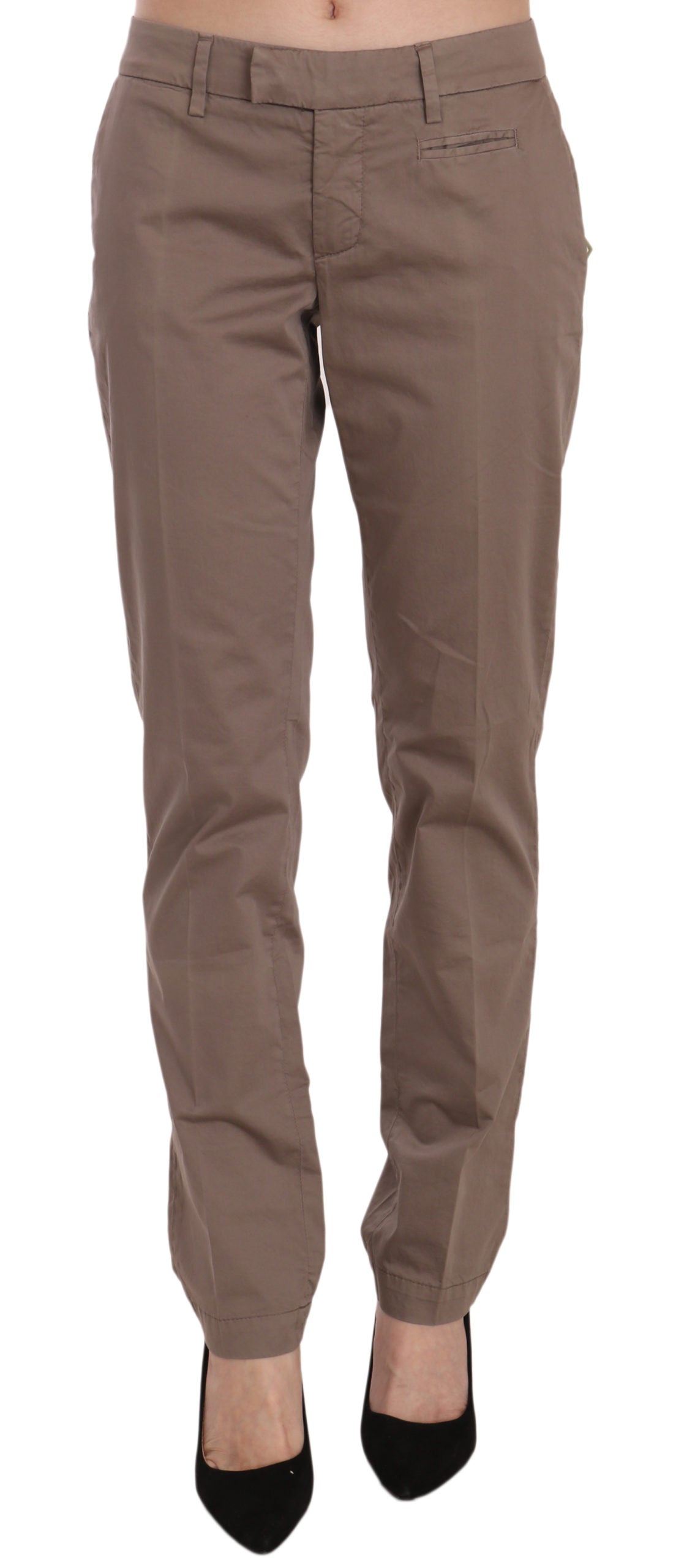 Dondup Brown Low Waist Straight Cut Trouser Pant Dondup