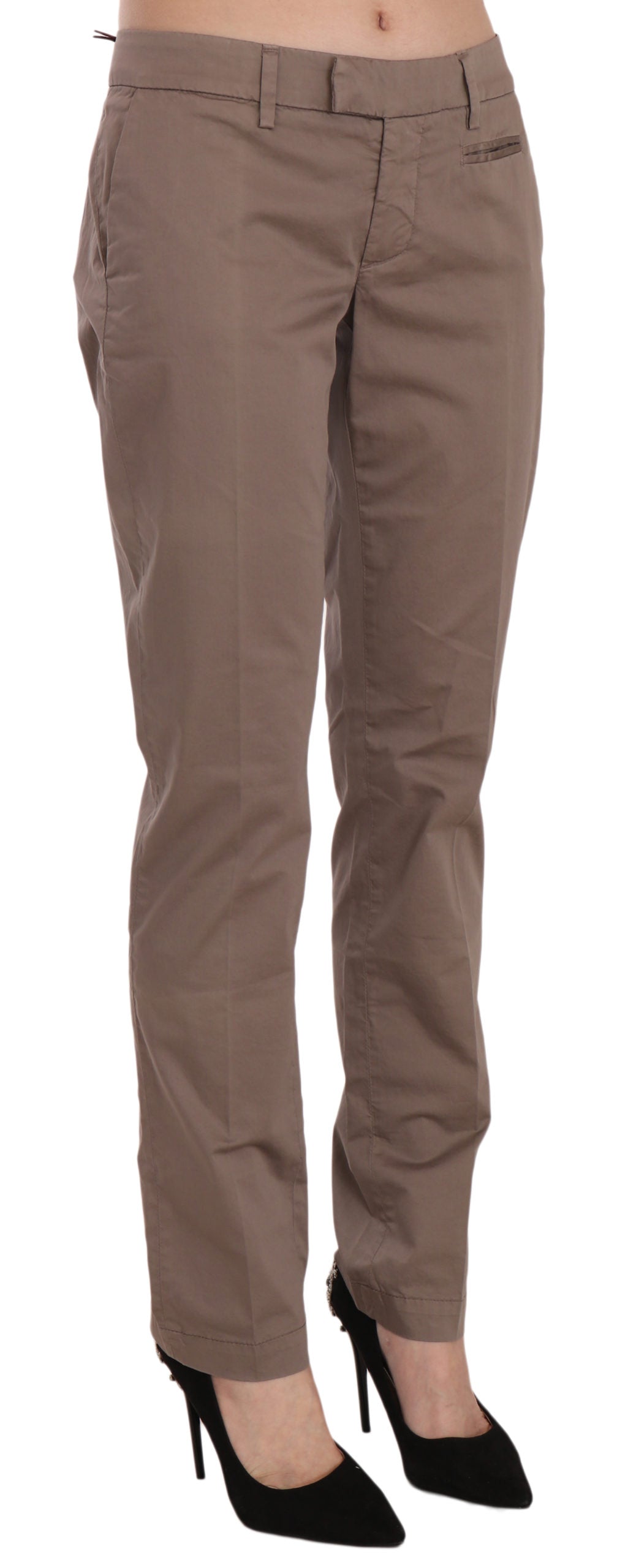 Dondup Brown Low Waist Straight Cut Trouser Pant Dondup