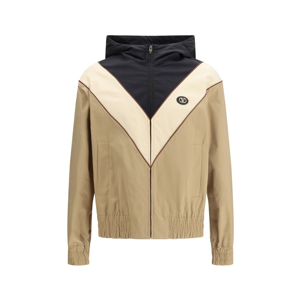 Valentino Garavani multicolor polyester shell jacket with vibrant color blocks and sleek design, perfect for stylish outerwear.