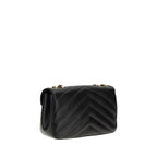 Saint Laurent Black Lamb Ovis Aries Shoulder Bag with sleek design and silver hardware, showcasing luxurious leather craftsmanship.