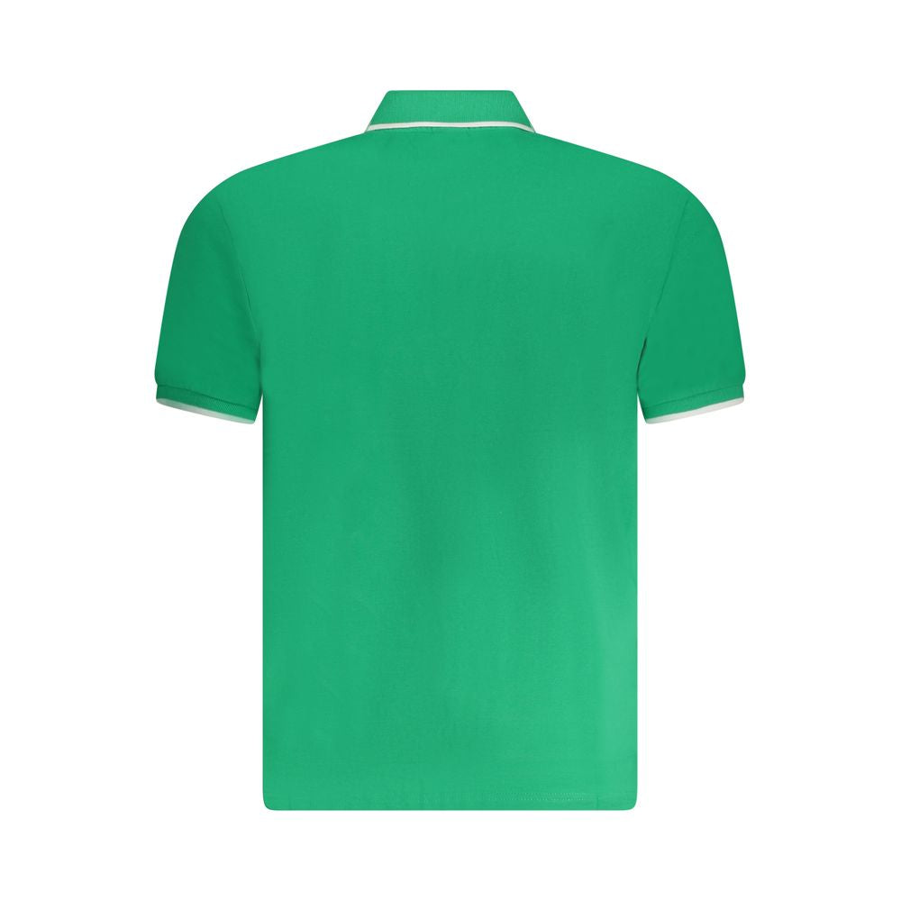 North Sails Verde cotton male polo shirt displayed on a hanger, showcasing its classic design and vibrant green color.
