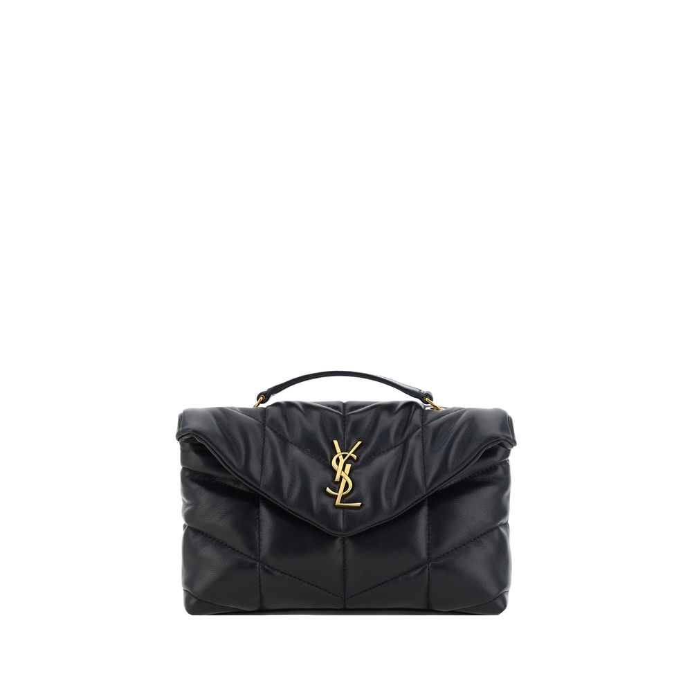 Saint Laurent Black Lamb Leather Ovis Aries Shoulder Bag with silver-tone hardware and chain strap.