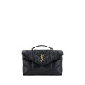 Saint Laurent Black Lamb Leather Ovis Aries Shoulder Bag with silver-tone hardware and chain strap.