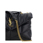Saint Laurent Black Lamb Ovis Aries shoulder bag featuring smooth leather and silver-tone hardware, stylish and elegant accessory.
