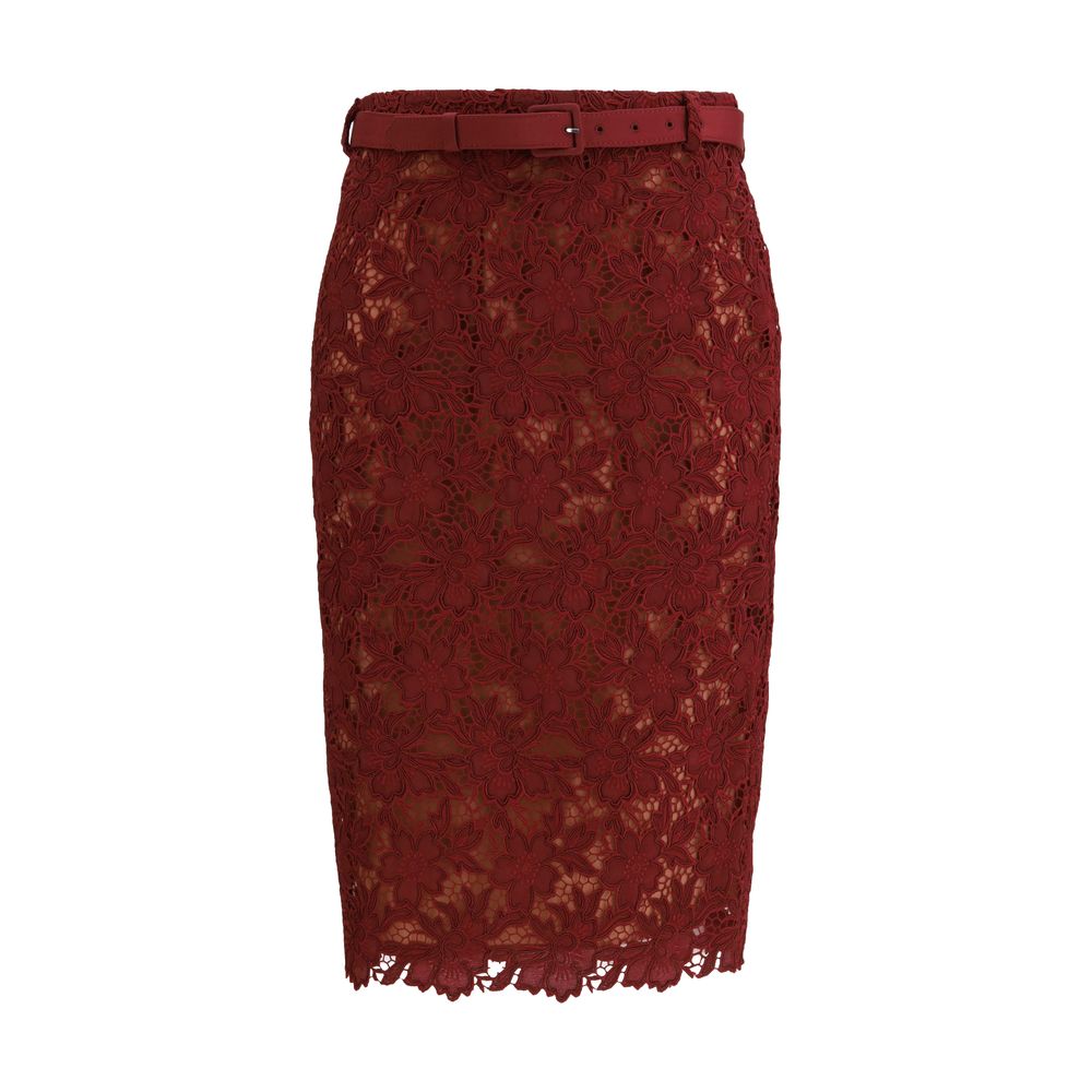 Self-Portrait Bordeaux Polyester Midi Skirt Self-Portrait