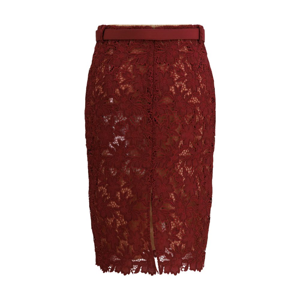 Self-Portrait Bordeaux Polyester Midi Skirt Self-Portrait