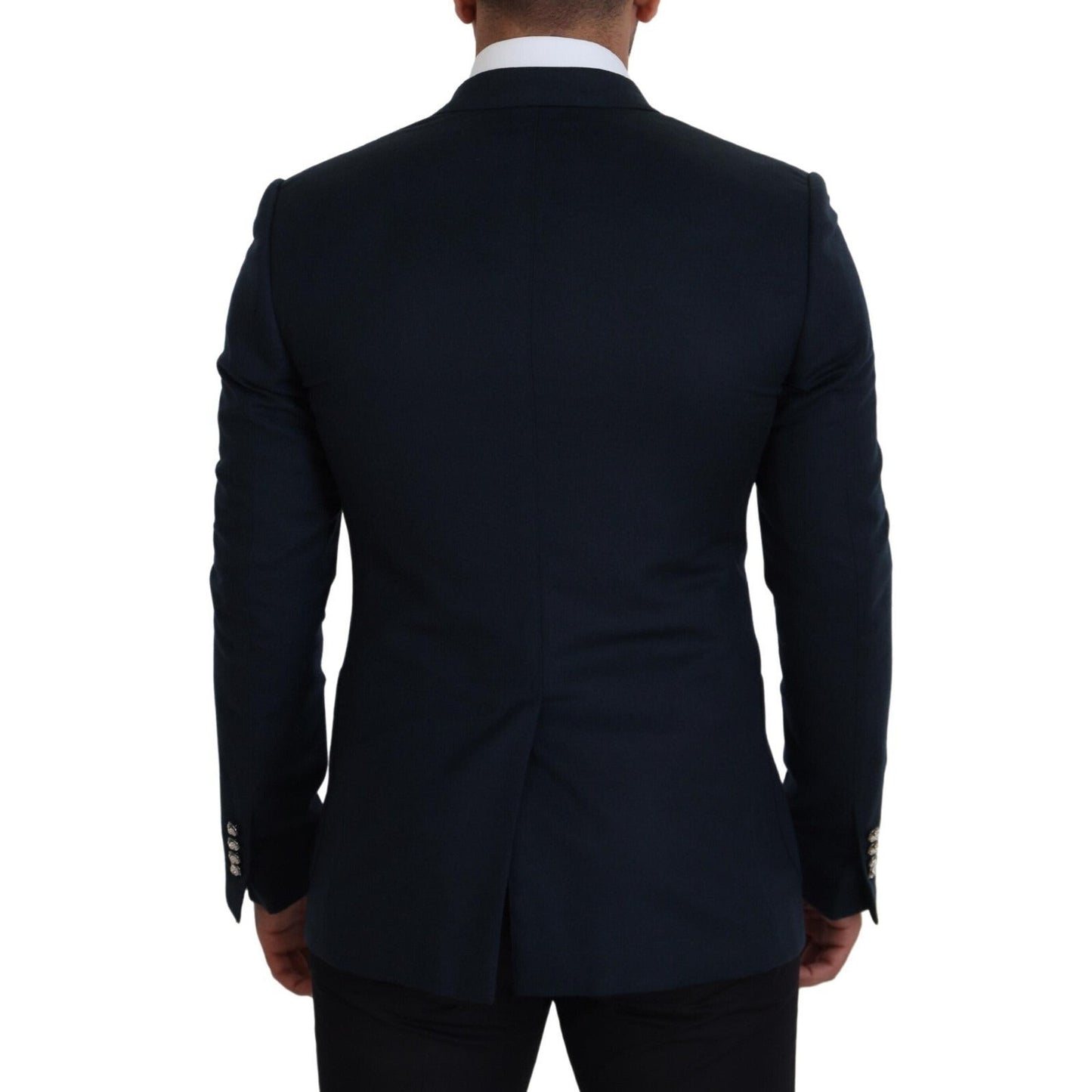 Dolce & Gabbana Blue Double Breasted Formal Coat Blazer