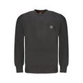 Hugo Boss black cotton men's sweater with crew neckline and long sleeves, displayed on a neutral background.
