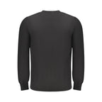 Hugo Boss black cotton men's sweater, featuring a crew neck and long sleeves, designed for a sleek, casual look.