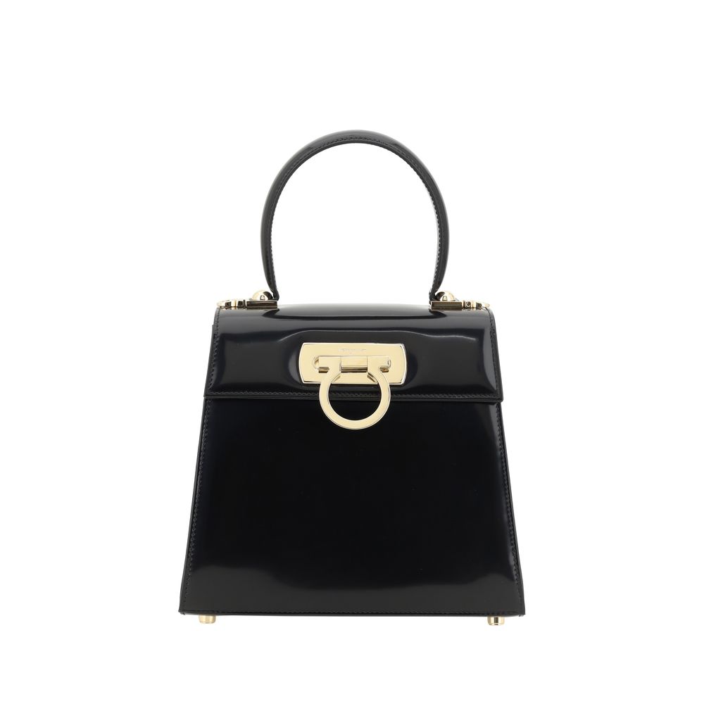 Ferragamo Black Calf Leather Bos Taurus Handbag Ferragamo