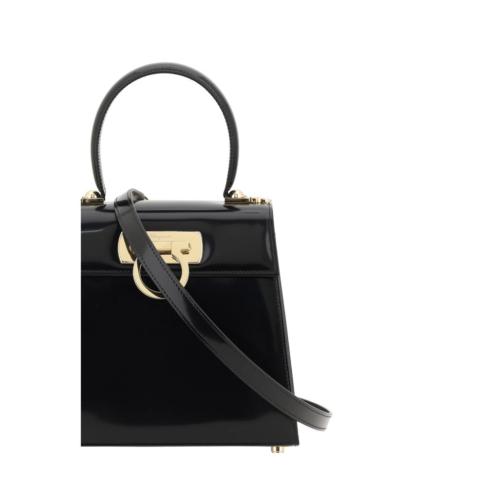 Ferragamo Black Calf Leather Bos Taurus Handbag Ferragamo