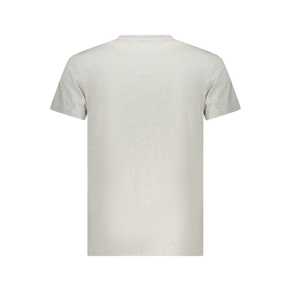 Gray cotton men's T-shirt by Tommy Hilfiger with crew neckline and logo detail on front, casual and comfortable fit.