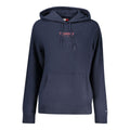 Blue cotton women's hoodie by Tommy Hilfiger with adjustable drawstrings and logo detail on the front.