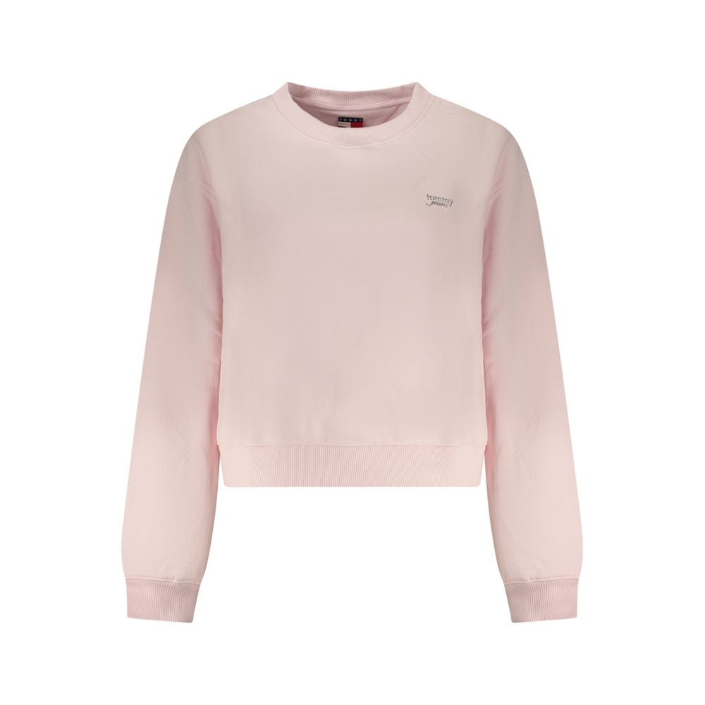 Pink cotton women's sweatshirt by Tommy Hilfiger with a casual fit and subtle logo detail.