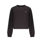 Black cotton women's sweatshirt by Tommy Hilfiger with a relaxed fit and logo detail on the front.