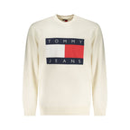 White cotton men's sweatshirt by Tommy Hilfiger with a classic crewneck design and subtle logo detail.