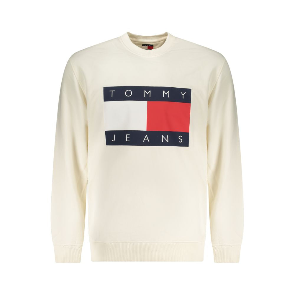 White cotton men's sweatshirt by Tommy Hilfiger with a classic crewneck design and subtle logo detail.