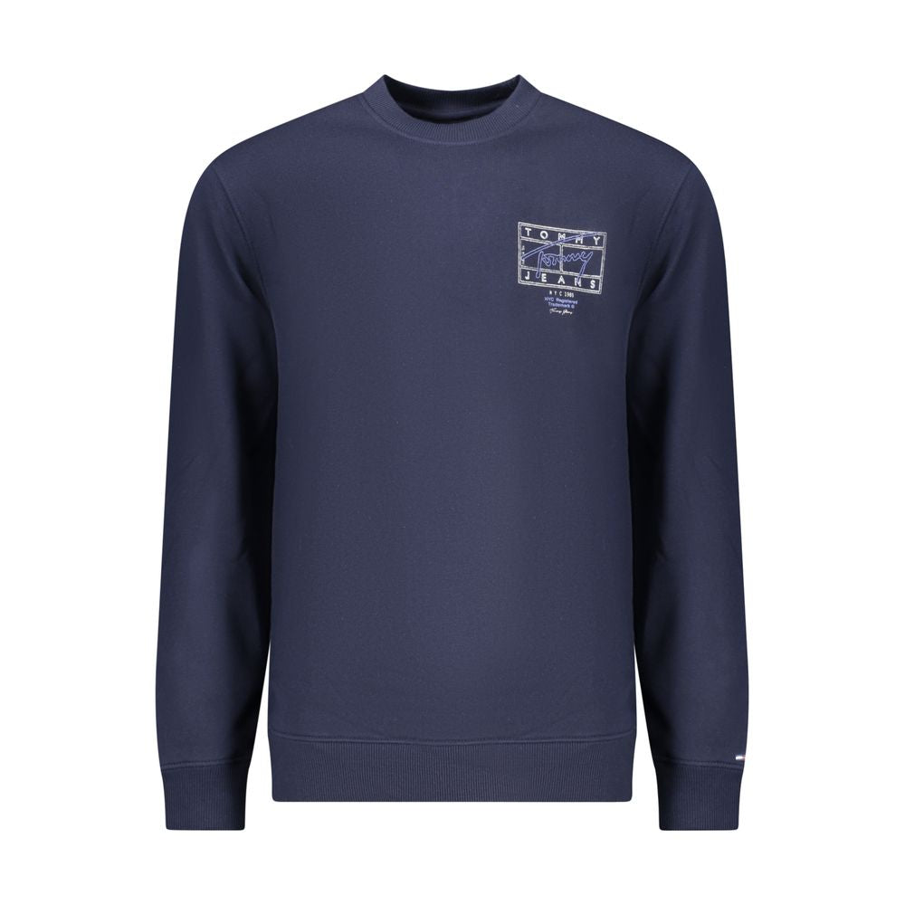 Blue cotton men's sweatshirt by Tommy Hilfiger with a classic fit and logo detail, shown on a plain background.