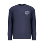 Blue cotton men's sweatshirt by Tommy Hilfiger with a classic fit and logo detail, shown on a plain background.
